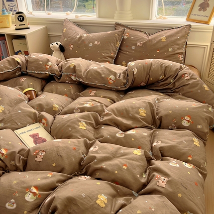 91家纺网 家纺一手货源 找家纺 田野家纺2025新款A类全棉双层纱四件套 圣诞礼物