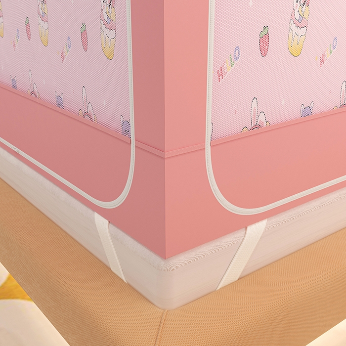 91家纺网 家纺一手货源 找家纺 迪凡保罗蚊帐 2025新款2505城堡款房型遮光防摔坐床蚊帐 粉红兔兔