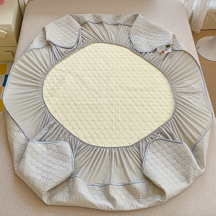 91家纺网 家纺一手货源 找家纺 小萌虎 2025新款凉感丝胶质凉席床笠款 高级灰