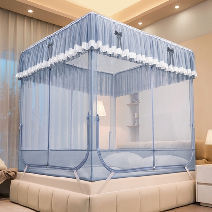夏彩 2025新款浪漫唯美T+U大空间坐床防摔蚊帐-88608 88608T-蓝灰