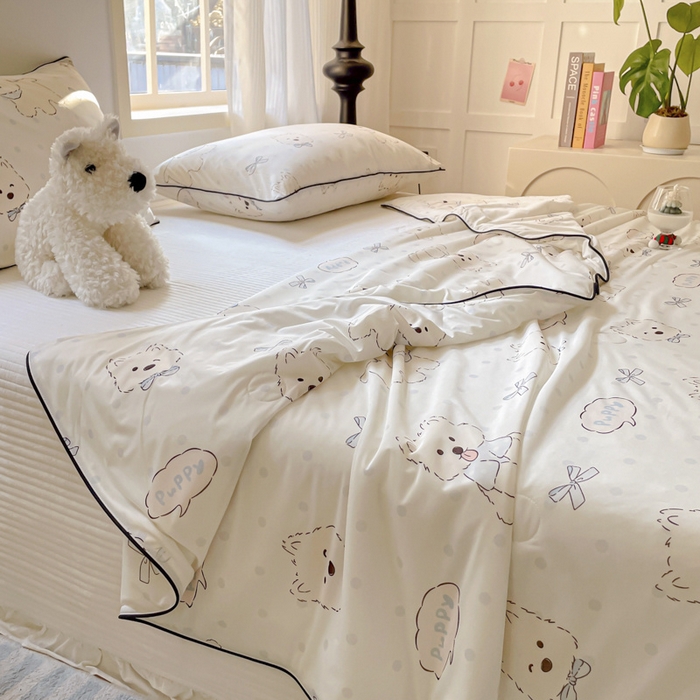 91家纺网 家纺一手货源 找家纺 优悦生活馆 2025新款凉感丝夏被夏凉被空调被 宠物狗