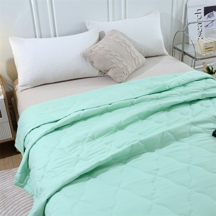 91家纺网 家纺一手货源 找家纺 爱派 2025新款纯色水洗棉夏被夏凉被空调被被子被芯 薄荷绿