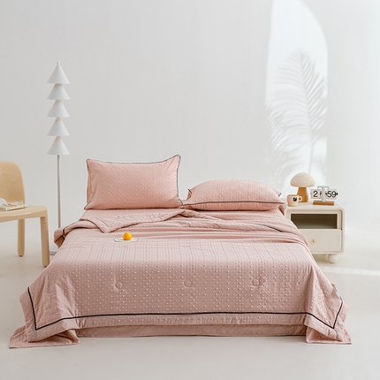 绒世界 绒世界 2025新款凉豆豆包边夏被四件套 凉豆豆-奶茶粉