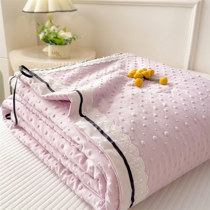 兄弟坊 2025新款韩版针织泡泡纱花边夏被夏凉被 小花-浅粉