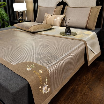 91家纺网 家纺一手货源 找家纺 （总）小牛席业2025新款绣球花开-冰藤双面席凉席藤席冰藤席竹席空调席草席冰丝席豆豆席乳胶席三件套