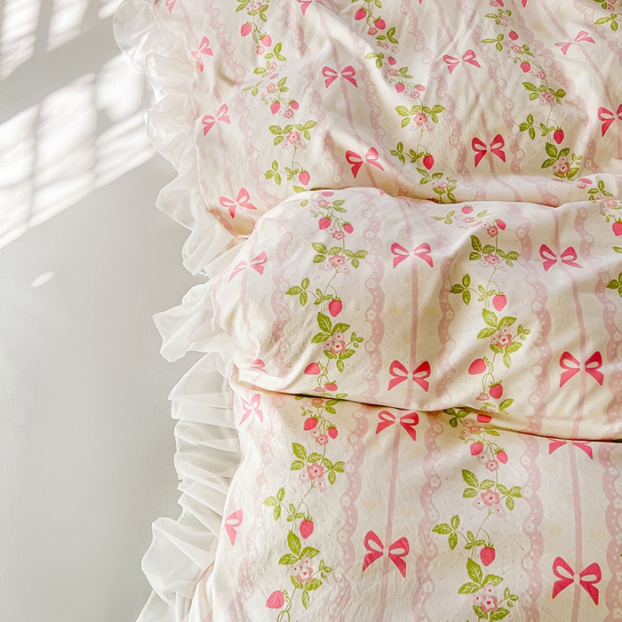 91家纺网 家纺一手货源 找家纺 眠势力 2025新款韩版花边被套双面用四季款ins公主风 微风