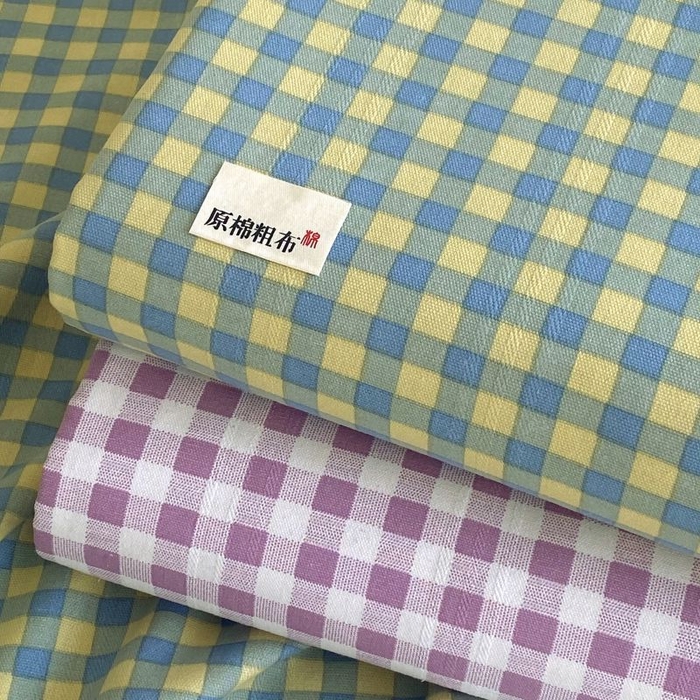 91家纺网 家纺一手货源 找家纺 ME/ERA HOME寐时代 2025新款三枚缎老粗布床单款三件套 绿小格