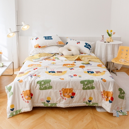 91家纺网 家纺一手货源 找家纺 （总）莱宁被业 2025新款喷气13070全棉印花夏被四件套