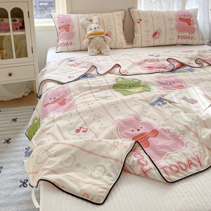 91家纺网 家纺一手货源 找家纺 优悦生活馆 2025新款凉感丝夏被夏凉被空调被 果味熊