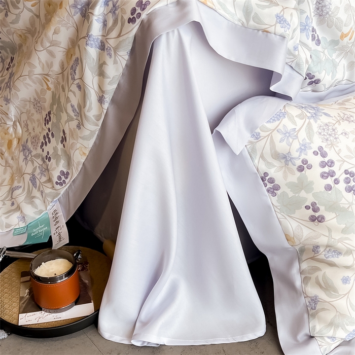 91家纺网 家纺一手货源 找家纺 朵希曼2025新款50天丝宽边夏被和夏被四件套系列 悦夏 米