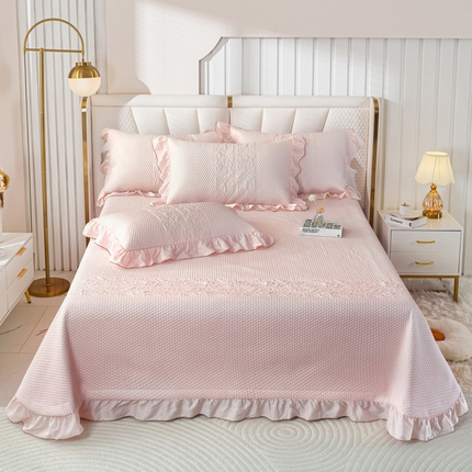 OL家纺2025新款天丝床盖三件套系列-牡丹 肉桂粉