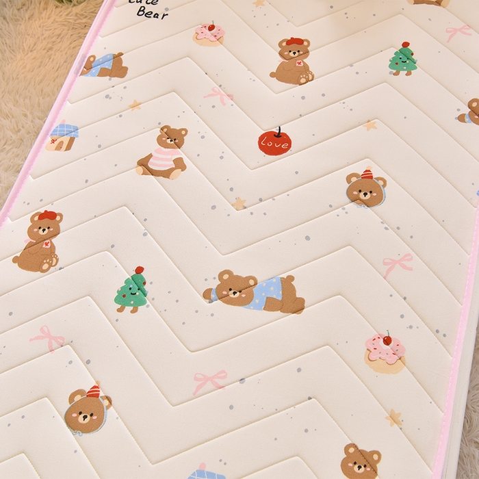 91家纺网 家纺一手货源 找家纺 嗨生活  2025年加厚针织棉乳胶床垫 幼儿园床垫 床褥 儿童床垫 立体款 甜品小熊