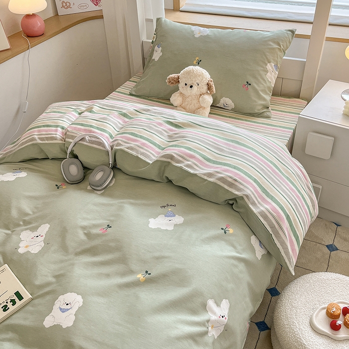 91家纺网 家纺一手货源 找家纺 慕尚家纺 2025新款全棉印花学生三件套套件 汪可爱