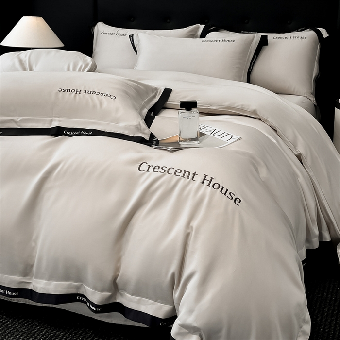 91家纺网 家纺一手货源 找家纺 笙意家纺 2025新款轻奢时尚水洗冰丝四件套-奥芬系列 奥芬-山灰