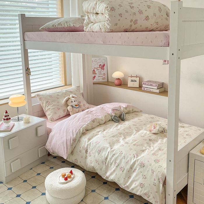 91家纺网 家纺一手货源 找家纺 慕尚家纺 2025新款全棉印花学生三件套套件 铃兰花