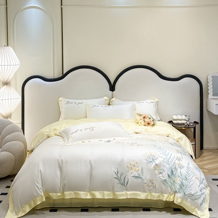 爱家（原缔乐家纺） 2025新款雪莲天丝四件套-绿光森林 绿光森林-奶油黄