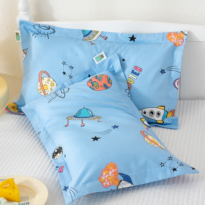 91家纺网 家纺一手货源 找家纺 良佐生活 2025新款A类高支高密全棉压线儿童枕套纯棉学生枕头套 星球大战