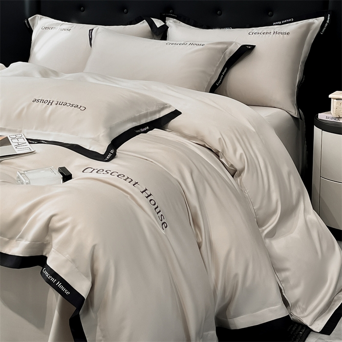 91家纺网 家纺一手货源 找家纺 笙意家纺 2025新款轻奢时尚水洗冰丝四件套-奥芬系列 奥芬-山灰