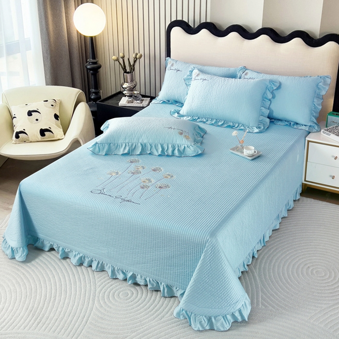 91家纺网 家纺一手货源 找家纺 OL家纺2025新款天丝床盖三件套系列-蒲公英 秋波蓝