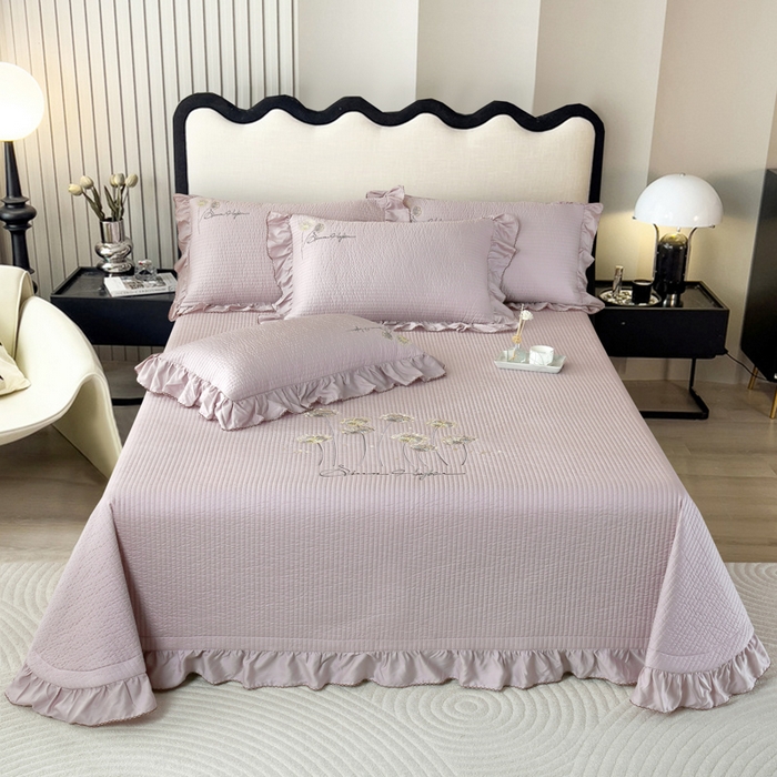 91家纺网 家纺一手货源 找家纺 OL家纺2025新款天丝床盖三件套系列-蒲公英 芋头紫