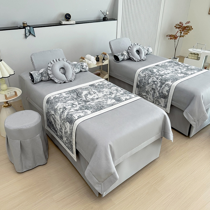 91家纺网 家纺一手货源 找家纺 莉人坊床罩2025新款高精密布料床罩-浪漫烟花 浪漫烟花浅灰色