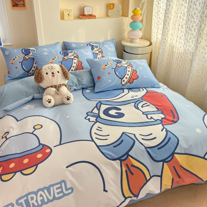 91家纺网 家纺一手货源 找家纺 （总）金爱家 2025新款太空人纯棉四件套