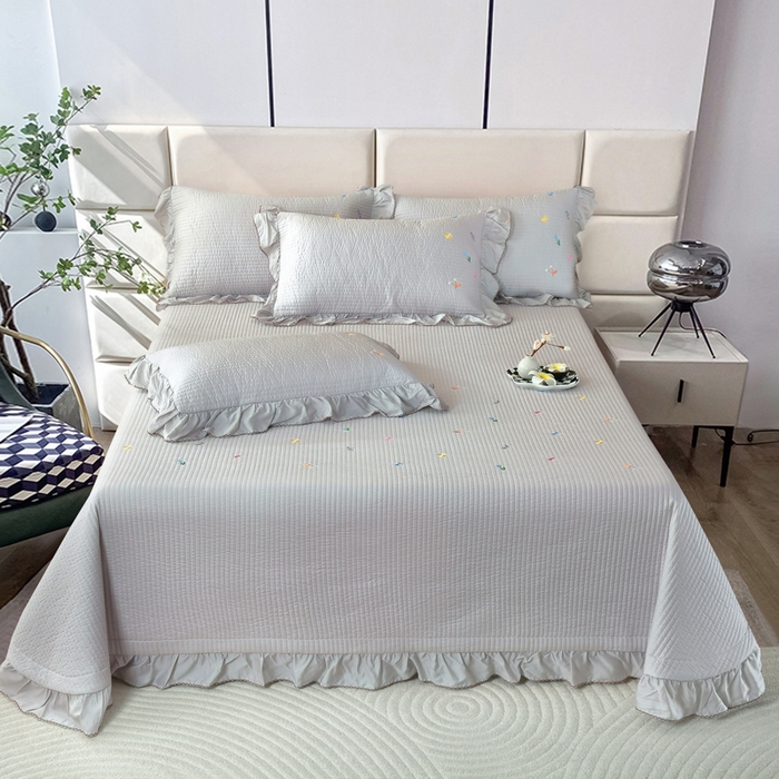 91家纺网 家纺一手货源 找家纺 OL家纺2025新款天丝床盖三件套系列-清新交响曲 玛瑙灰