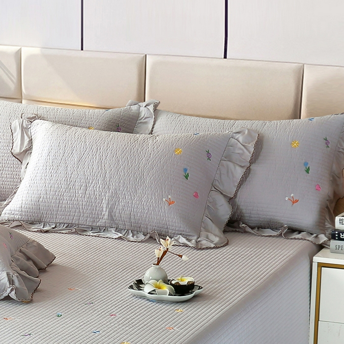 91家纺网 家纺一手货源 找家纺 OL家纺2025新款天丝床盖三件套系列-清新交响曲 玛瑙灰