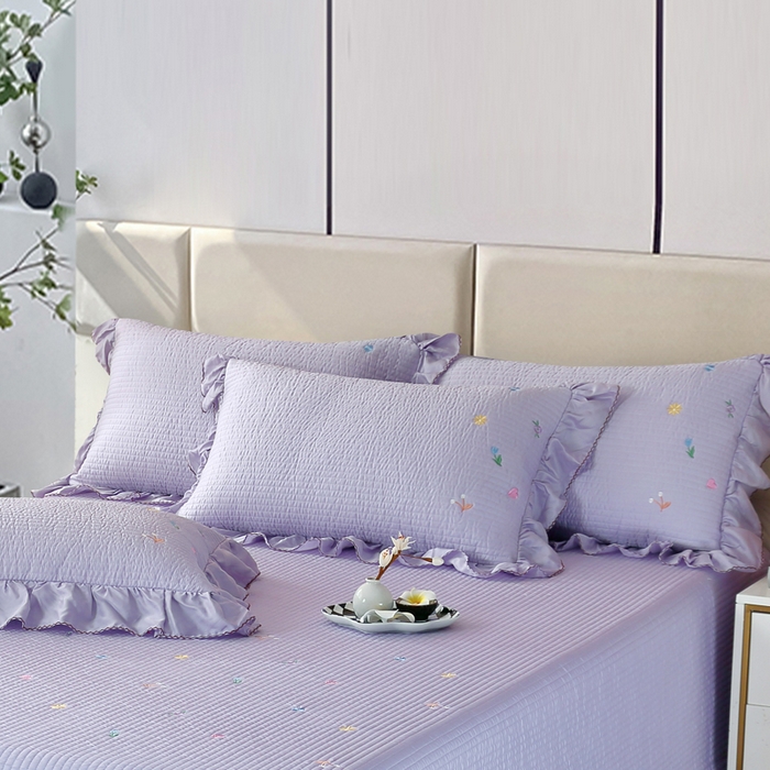91家纺网 家纺一手货源 找家纺 OL家纺2025新款天丝床盖三件套系列-清新交响曲 薰衣紫