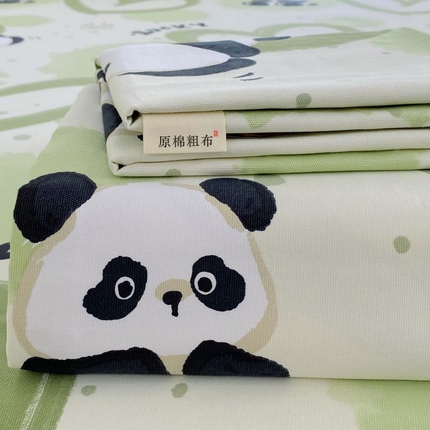 ME/ERA HOME寐时代 2025新款全棉老粗布床单款三件套 全棉卡通-熊猫