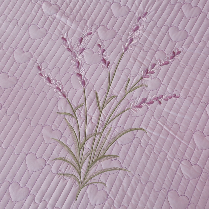 91家纺网 家纺一手货源 找家纺 OL家纺2025新款玉锦缎纯色床盖三件套-薰衣草 紫色