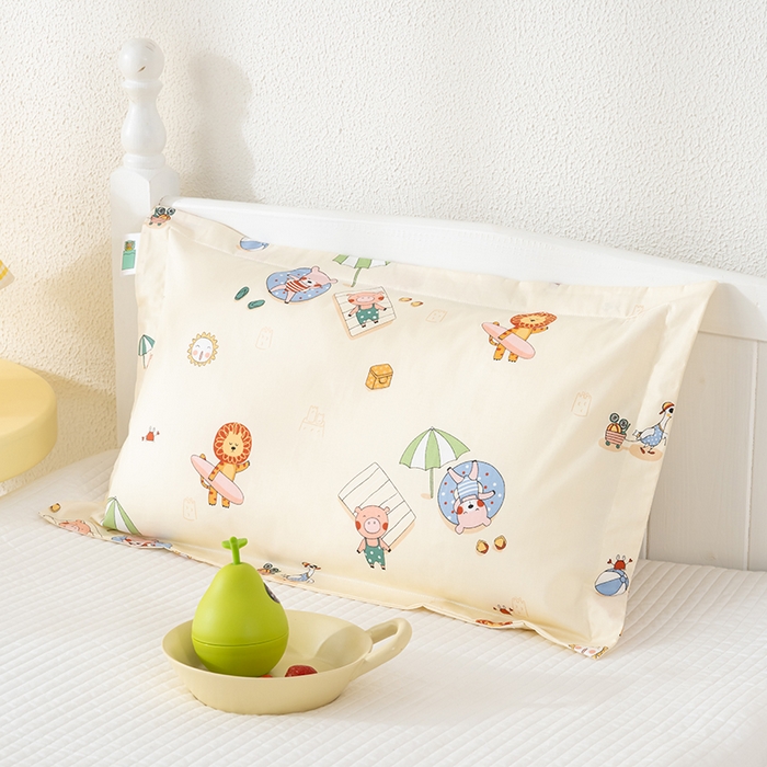 91家纺网 家纺一手货源 找家纺 良佐生活 2025新款A类高支高密全棉压线儿童枕套纯棉学生枕头套 小欢喜