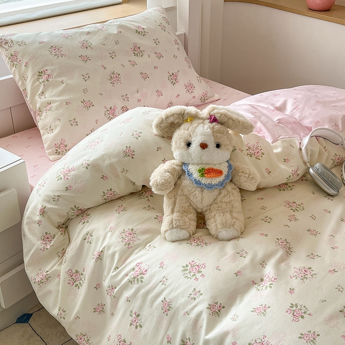 91家纺网 家纺一手货源 找家纺 慕尚家纺 2025新款全棉印花学生三件套套件 铃兰花