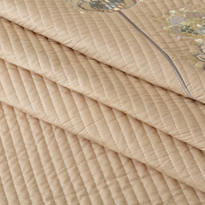 91家纺网 家纺一手货源 找家纺 OL家纺2025新款天丝床盖三件套系列-蒲公英 枣栗色