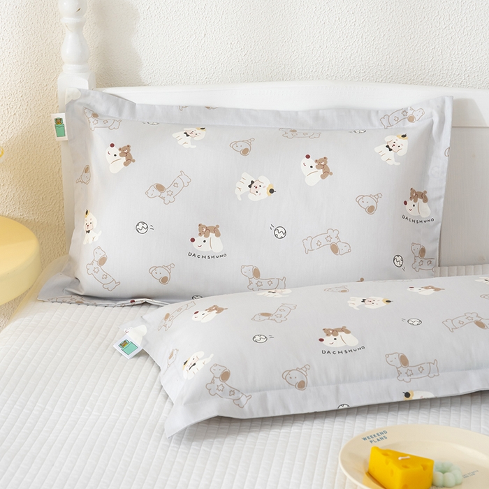 91家纺网 家纺一手货源 找家纺 良佐生活 2025新款A类高支高密全棉压线儿童枕套纯棉学生枕头套 西可