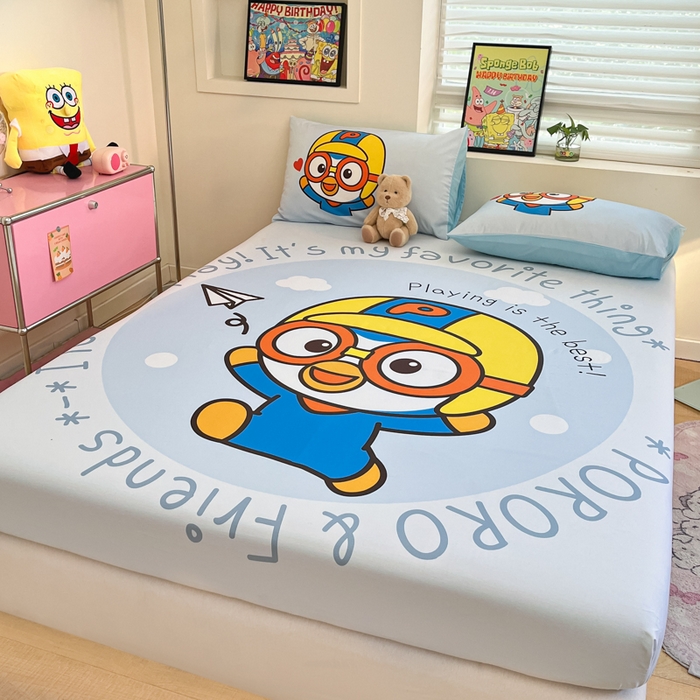 91家纺网 家纺一手货源 找家纺 金爱家 2025新款全棉大版单品波乐乐床笠 棉单品波乐乐-奔跑乐乐