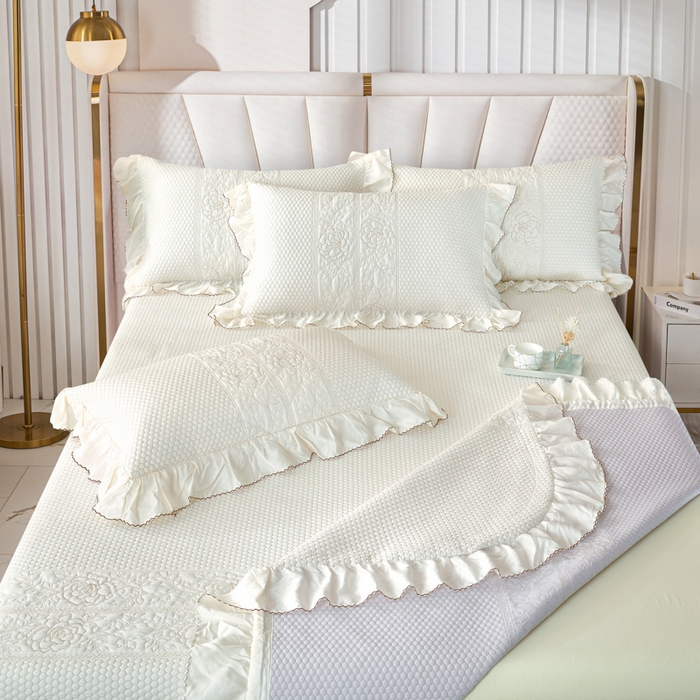 91家纺网 家纺一手货源 找家纺 OL家纺2025新款天丝床盖三件套系列-牡丹 孔白米