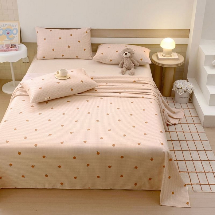 91家纺网 家纺一手货源 找家纺 ME/ERA HOME寐时代 2025新款全棉老粗布床单款三件套 全棉卡通-果乐