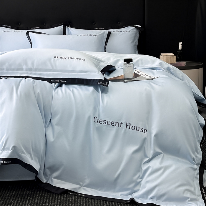 91家纺网 家纺一手货源 找家纺 笙意家纺 2025新款轻奢时尚水洗冰丝四件套-奥芬系列 奥芬-天空蓝