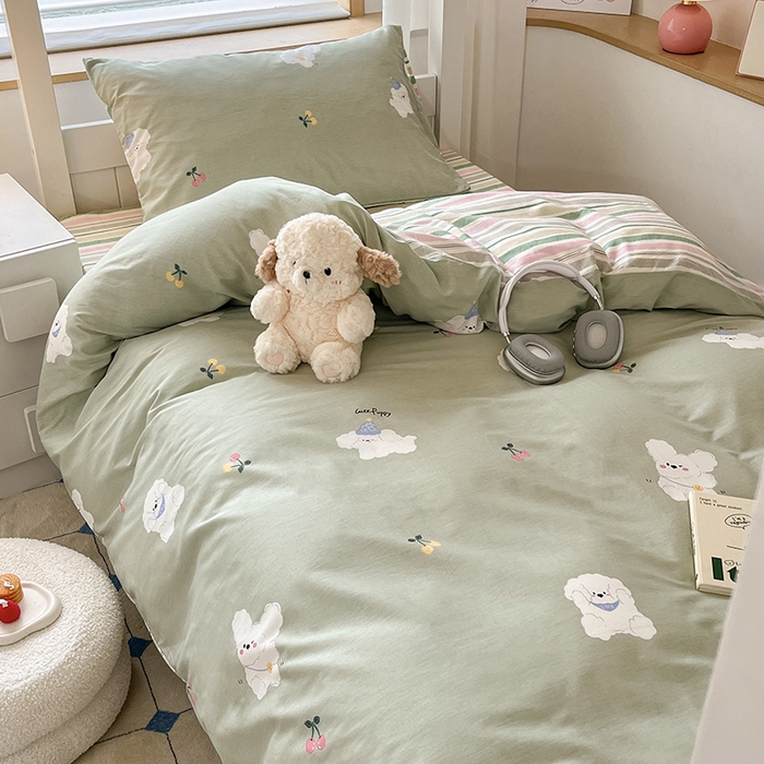 91家纺网 家纺一手货源 找家纺 慕尚家纺 2025新款全棉印花学生三件套套件 汪可爱