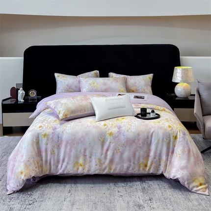 优贝 2025新款100%兰精天丝60S数码印花天丝四件套 幽香