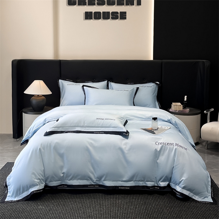 91家纺网 家纺一手货源 找家纺 笙意家纺 2025新款轻奢时尚水洗冰丝四件套-奥芬系列 奥芬-天空蓝