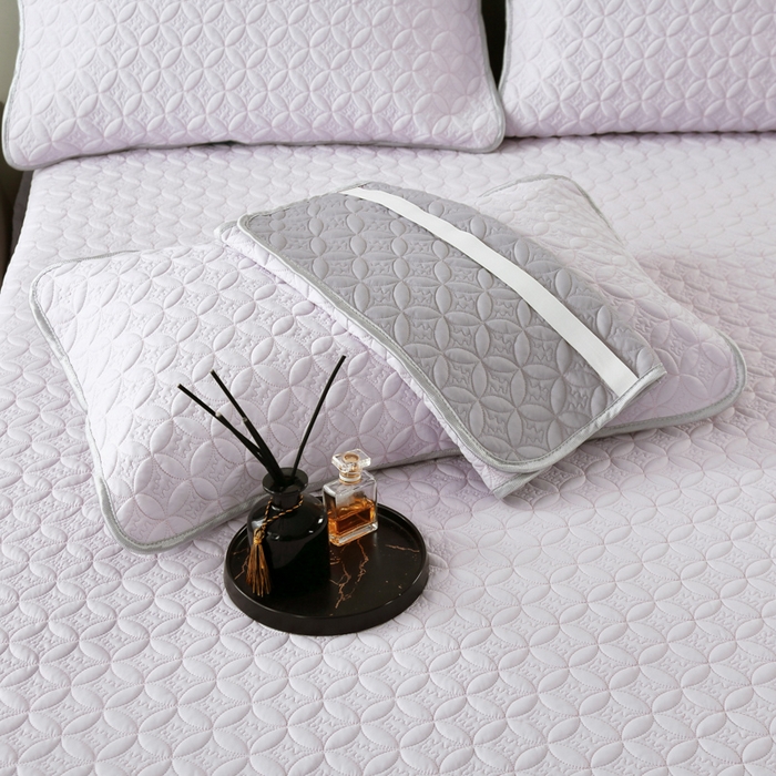 91家纺网 家纺一手货源 找家纺 OL家纺2025新款凉感丝夏被床盖款三件套 丁香紫