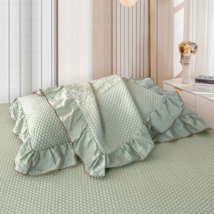 91家纺网 家纺一手货源 找家纺 OL家纺2025新款天丝床盖三件套系列-牡丹 沙滩灰