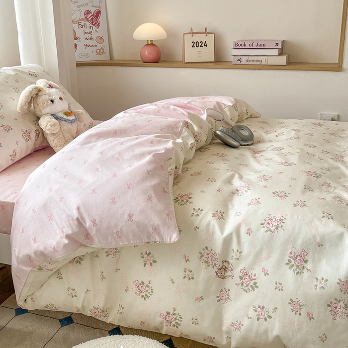 91家纺网 家纺一手货源 找家纺 慕尚家纺 2025新款全棉印花学生三件套套件 铃兰花