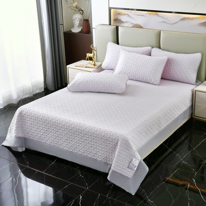 91家纺网 家纺一手货源 找家纺 OL家纺2025新款凉感丝夏被床盖款三件套 丁香紫