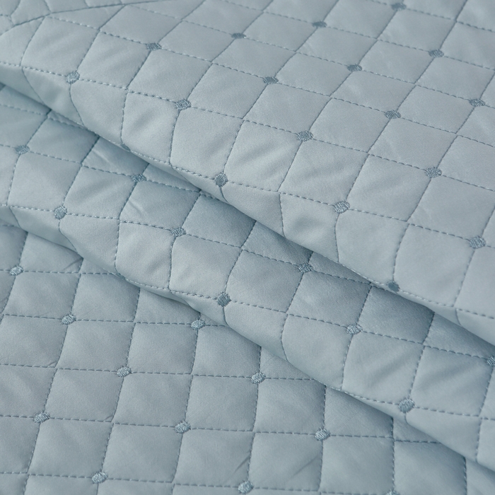 91家纺网 家纺一手货源 找家纺 OL家纺2025新款玉锦缎纯色床盖三件套-巴格莉 深蓝