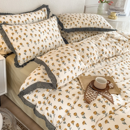 91家纺网 家纺一手货源 找家纺 （总）KA家纺 2025新款13372复古全棉花边四件套