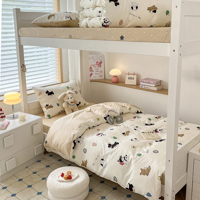 91家纺网 家纺一手货源 找家纺 慕尚家纺 2025新款全棉印花学生三件套套件 萌宠乐园