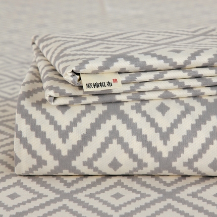 91家纺网 家纺一手货源 找家纺 ME/ERA HOME寐时代 2025新款全棉老粗布床单款三件套 全棉条格-致青春